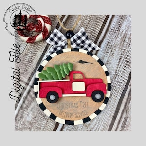 Whimsical Truck Ornament for Personalization SVG/ LASER cut/ DIGITAL/Farmhouse Ornament/Christmas Ornament/Glowforge Tested/Glowforge Ready