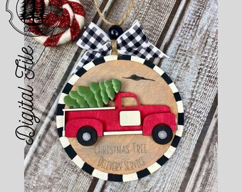 Whimsical Truck Ornament for Personalization SVG/ LASER cut/ DIGITAL/Farmhouse Ornament/Christmas Ornament/Glowforge Tested/Glowforge Ready