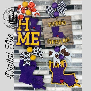 SVG/ LASER cut/ DIGITAL/Louisiana  Ornament/Christmas Ornament/Bogg charm/Bag tag/Car Charm/Glowforge Tested/Glowforge Ready