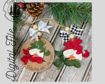 Snowman Ornament SVG/LASER cut/DIGITAL/Cute Snowman/Snowman Melt My Heart Ornament/Christmas Ornament/Glowforge Ready/Lightburn Tested