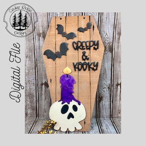 Letrero de puerta de Halloween espeluznante y estrafalario SVG/corte LÁSER/DIGITAL/letrero de Halloween/letrero de tablón de Halloween/letrero de puerta/probado con Glowforge/probado con Lightburn