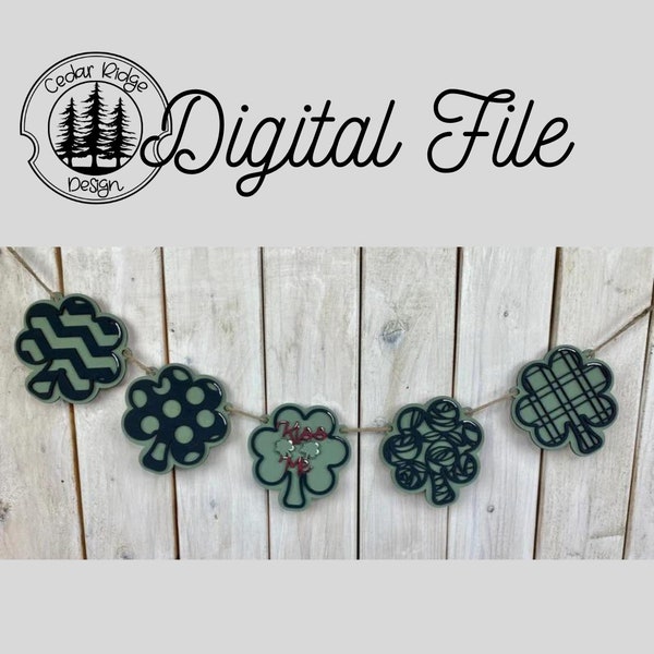 SVG/ LASER cut/ DIGITAL/ Shamrock Garland/ St Patrick's Day/ Spring/Shamrock/Glowforge Tested/Glowforge Ready