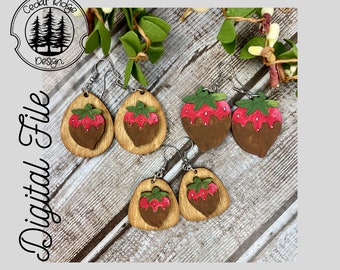 Brincos de morango com cobertura de chocolate/SVG/corte a laser/ DIGITAL/brincos de morango/brincos de inverno/prontos para Glowforge/testados para queimadura de luz
