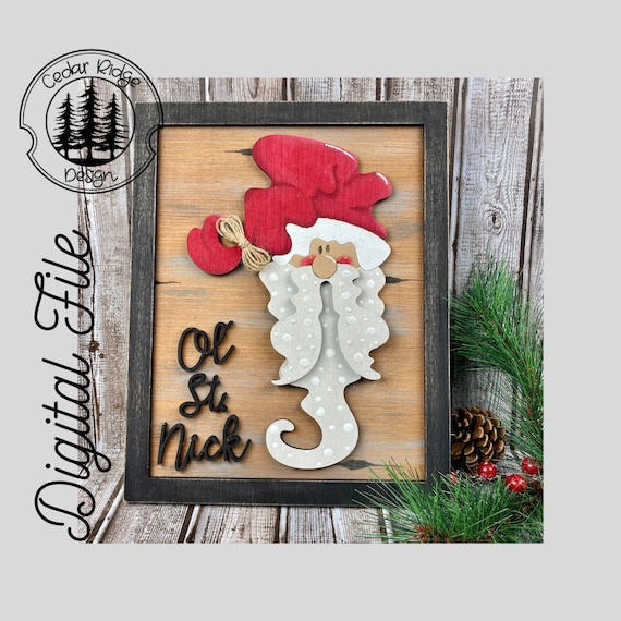 オールド セント ニック サンタ サイン SVG/レーザー カット/デジタル