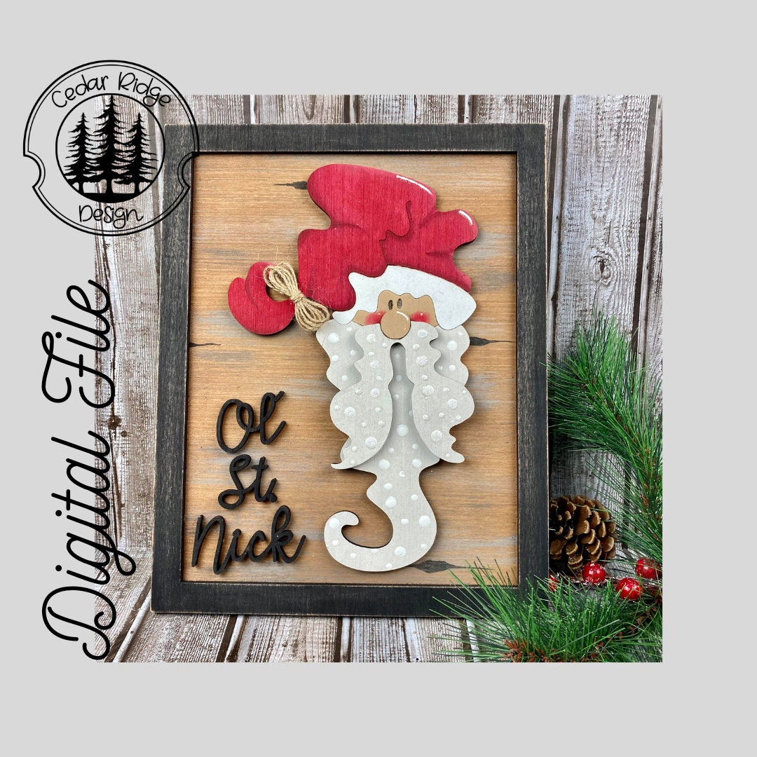 オールド セント ニック サンタ サイン SVG/レーザー カット/デジタル