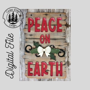 SVG/ Corte LÁSER/ DIGITAL/Signo de Navidad/Signo de Navidad de Paz en la Tierra/Signo de acebo de Navidad/Signo de puerta/Glowforge probado/Glowforge listo