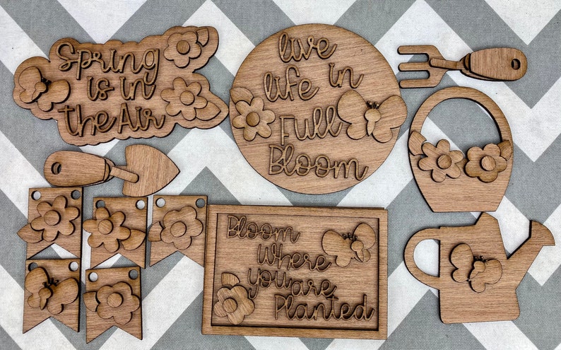 LASER cut Bloom Where You are Planted Farmhouse Style DIY Tiered TrayRae Dunn Style