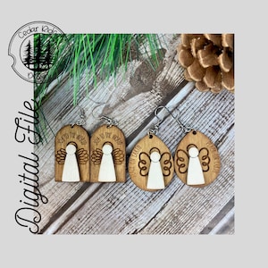 Christmas Angel Earrings /SVG/LASER cut/ DIGITAL/Angel Drop Earrings/Winter Earrings/Adult Youth Earrings/Glowforge Ready/Lightburn Tested