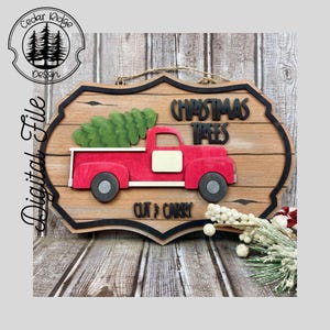SVG/ LASER cut/DIGITAL/Personalize-able Christmas Vintage Truck/Christmas Sign/Christmas Decor/Door Sign/Glowforge Tested/Lightburn Tested