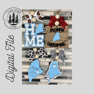 SVG/ LASER cut/ DIGITAL/Maine Ornament/Christmas Ornament/Bogg charm/Bag tag/Car Charm/Glowforge Tested/Glowforge Ready
