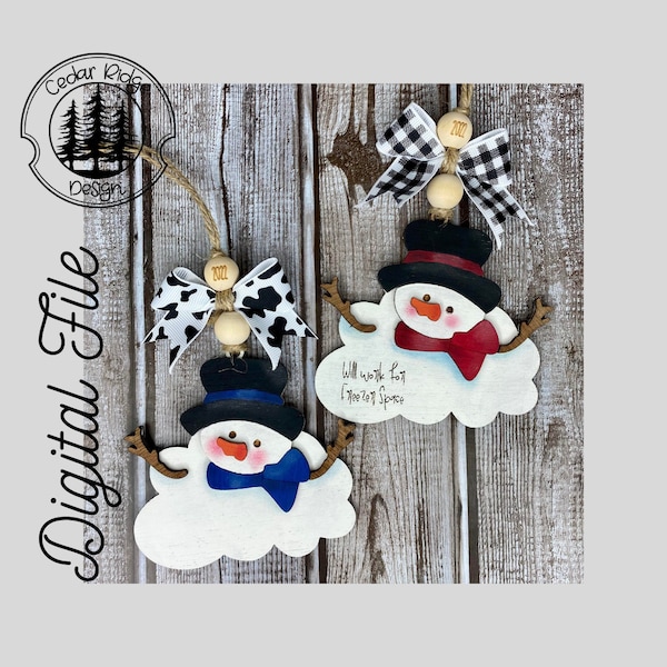 Melted Snowman Ornament/Snowman Ornament Set/SVG/ LASER cut/ DIGITAL/Christmas Ornament/Bag tag/Car Charm/Glowforge Tested