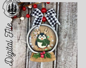 Christmas Penguin Ornament/SVG/LASER cut/ DIGITAL/Gift Tag/Christmas Holly & Berries/Christmas Ornament/Lightburn tested/Glowforge Ready