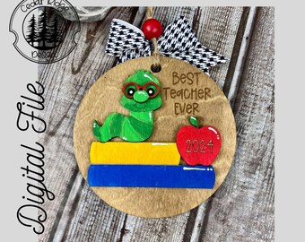 Personalize-able Teacher Ornament SVG/ LASER cut/ DIGITAL file/Teacher Gift Ornament/Christmas Ornament/Glowforge Tested/Ligthburn Tested