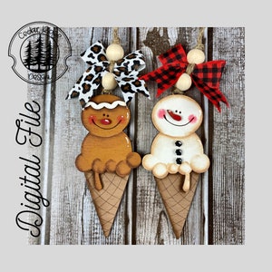 Eistüte Lebkuchen Ornament/Schneemann Kegel Ornament Set/SVG/ LASER cut/ DIGITAL/Weihnachten Ornament/Tasche Anhänger/Auto Anhänger/Glühschmiede getestet