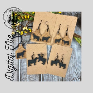 Heifer Show Cow Animal Jewelry/Youth Earrings/SVG/LASER cut/ DIGITAL/Adult Earrings/Necklace Charm/Glowforge Tested/Lightburn Tested