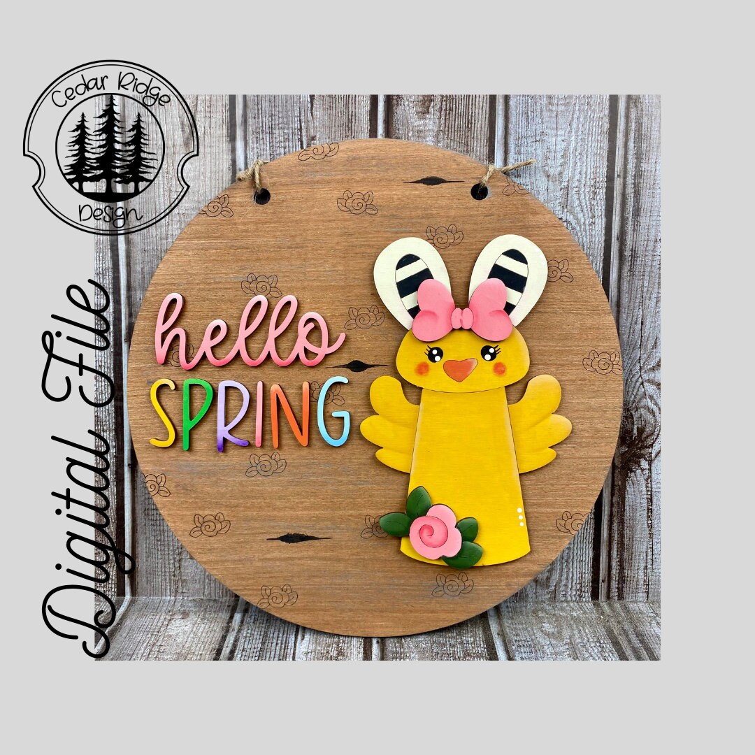 Hello Spring Peg Chick Easter Sign SVG/ LASER Cut/ Digital/easter Sign ...