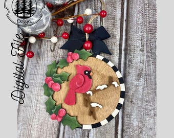 Whimsical Memorial Cardinal Ornament/SVG/LASER cut/ DIGITAL/Gift Tag/Christmas Cardinal/Christmas Ornament/Lightburn tested/Glowforge Ready
