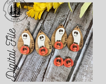 Pendiente de Halloween Boo Y'all/SVG/Corte LÁSER/ DIGITAL/Pendientes fantasma/ Pendientes de calabaza/Gotas/Colgantes/Studs/Glowforge Ready/Lightburn Probado
