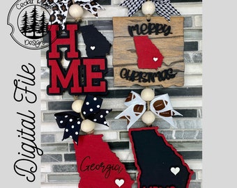 SVG/ LASER cut/ DIGITAL/Georgia  Ornament/Christmas Ornament/Bogg charm/Bag tag/Car Charm/Glowforge Tested/Glowforge Ready
