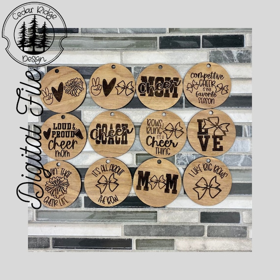 Competitive Cheer/Cheerleading Wristlet Keychain svg/SVG/LASER engraved/DIGITAL/Scrap Buster/Cheer Wristlet Keychain Disc Designs/ Glowforge