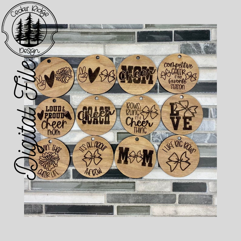 Competitive Cheer/Cheerleading Wristlet Keychain svg/SVG/LASER engraved/DIGITAL/Scrap Buster/Cheer Wristlet Keychain Disc Designs/ Glowforge image 1