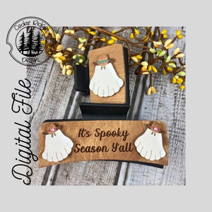 Ghost with Cowboy Hat Hair Clip/SVG/LASER cut/DIGITAL/Fall Claw Hair Clip/Hair Accessory/Lightburn Tested/Glowforge Ready/Lightburn Tested
