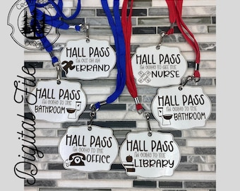 SVG/ LASER cut/ DIGITAL/Classroom Hall Pass /School Hall Pass/Teacher Tools/Glowforge Tested/Glowforge Ready