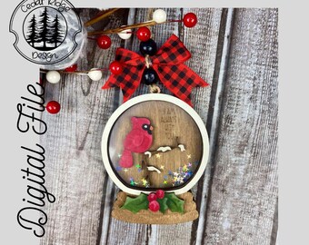 Christmas Cardinal Ornament/SVG/LASER cut/ DIGITAL/Gift Tag/Christmas Holly & Berries/Christmas Ornament/Lightburn tested/Glowforge Ready