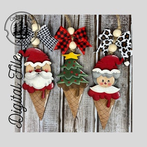 Eistüte Ornament/Mr und Mrs Claus Kegel Ornament Set/SVG/ LASER cut/ DIGITAL/Weihnachtsanhänger/Tasche Anhänger/Auto Anhänger/Glühschmiede getestet