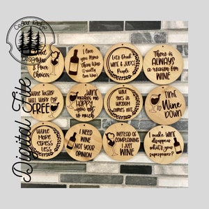 Wine Keychains/Wristlet Keychain svg/ Wine Wristlets SVG/LASER engraved/DIGITAL/Wristlet Keychain Disc Designs/Scrap Buster/Glowforge Tested