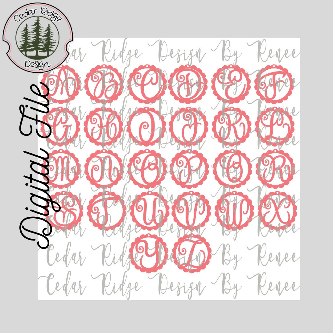 SVG/ LASER cut/ DIGITAL/Car Charm Bundle/Monogram Alphabet//Glowforge Tested/Glowforge Ready