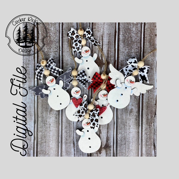 Schneeengel/Schneemann Ornament Set/SVG/ LASER cut/ DIGITAL/Weihnachtsschmuck/Tasche Anhänger/Auto Anhänger/Glowforge getestet