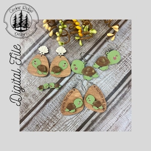 Turtle Earrings /SVG/LASER cut/ DIGITAL/Sea Life Drop Earrings/Flower Earrings/Adult Youth Earrings/Glowforge Ready/Lightburn Tested