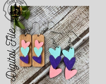 Valentine Heart Earrings /SVG/LASER cut/ DIGITAL/Valentine Heart Drop Earrings/Winter Earrings/Glowforge Ready/Lightburn Tested
