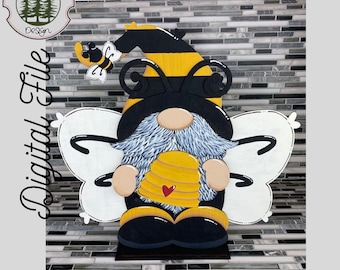 SVG/ Corte LÁSER /Archivo DIGITAL/Niñera de estante de gnomo de abeja de miel/Gnomo de abeja de miel/Decoración de primavera/ Glowforge probado/Glowforge listo