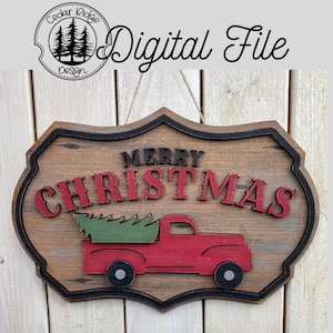 SVG/ Corte LÁSER/ DIGITAL/Signo de Feliz Navidad/Signo de Navidad/Navidad/Decoración de Navidad/Signo de puerta/Glowforge probado/Glowforge listo