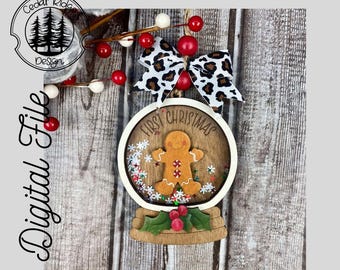 First Christmas Gingerbread Ornament/SVG/LASER cut/ DIGITAL/Christmas Holly & Berries/Christmas Ornament/Lightburn tested/Glowforge Ready