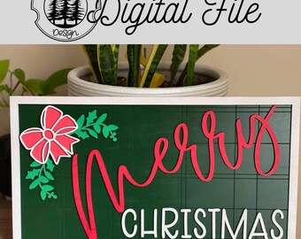 SVG/ LASER cut/ DIGITAL/Christmas/Christmas Sign/Merry Christmas/Wall Decor/Door Sign/Glowforge Tested/Glowforge Ready