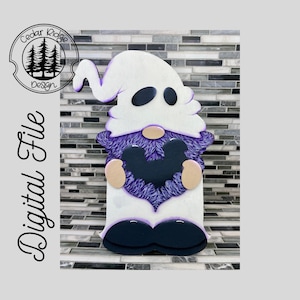 SVG/ LASER cut /DIGITAL File/Ghost Gnome Shelf Sitter/Halloween Gnome/Halloween Decor/ Glowforge Tested/Glowforge Ready