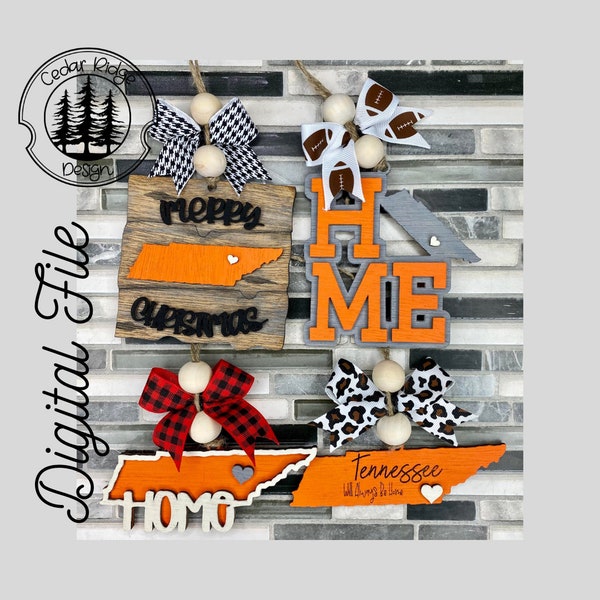 SVG/ LASER cut/ DIGITAL/Tennessee Ornament/Christmas Ornament/Bogg charm/Bag tag/Car Charm/Glowforge Tested/Glowforge Ready