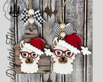 SVG/ LASER cut/ DIGITAL/Llama Ornament/Christmas Ornament/Bogg charm/Bag tag/Car Charm/Glowforge Tested/Glowforge Ready