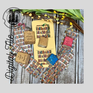 Book Bookmark Charm Keychain set/SVG/LASER cut/ DIGITAL/Bookmark/Keychain/Scrap buster/Glowforge Tested