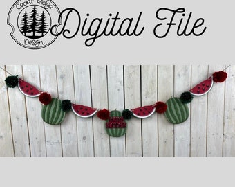 SVG/ LASER cut/ DIGITAL/Watermelon/Fruit/U-Pick/Summer /Garland/Glowforge Tested/Glowforge Ready