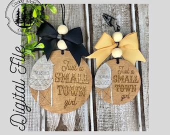 Small Town Girl Car Charm/Car Diffuser/Air freshener/Vent Clip/SVG/LASER cut/ DIGITAL/Re-Scentable Car Freshie /Bag tag/Car Charm/Glowforge