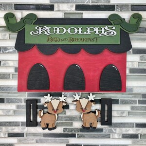 SVG/ LASER gesneden/ DIGITAAL/Kerstherten Bed en Breakfast Plank Sitter/Rendieren Plank Sitter/Kerst Decor/Glowforge Getest/Glowforge Klaar afbeelding 2