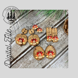 Thanksgiving Pun  Earrings /SVG/LASER cut/DIGITAL/Thanksgiving Earrings/Turkey Earrings/Adult Youth Earring/Glowforge Ready/Lightburn Tested