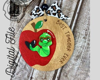 Personalize-able Teacher Ornament SVG/ LASER cut/ DIGITAL file/Teacher Gift Ornament/Christmas Ornament/Glowforge Tested/Ligthburn Tested