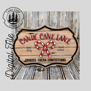 SVG/ LASER cut/ DIGITAL/Candy Cane Lane Sign/Christmas Sign/Christmas/Christmas Decor/Door Sign/Glowforge Tested/Glowforge Ready