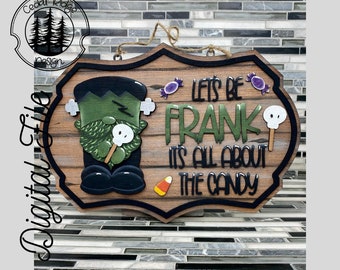 SVG/ LASER geschnitten/ DIGITAL/Frankenstein Wichtel/Halloween Wichtel Schild/Halloween Dekor/Gnom Dekor/Türschild/Glowforge Getestet/Glowforge Ready