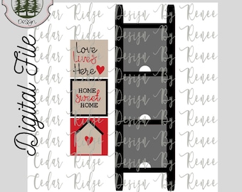 SVG/ LASER cut/ DIGITAL/Leaning Ladder file/3 insert Ladder/Glowforge Tested/Glowforge Ready